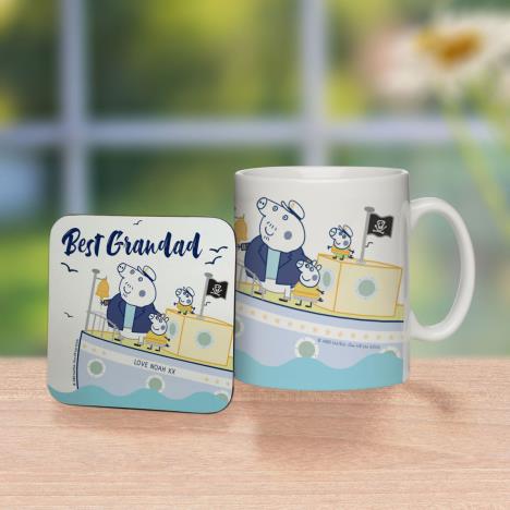 Personalised Peppa Pig Best Grandad Mug & Coaster Extra Image 1